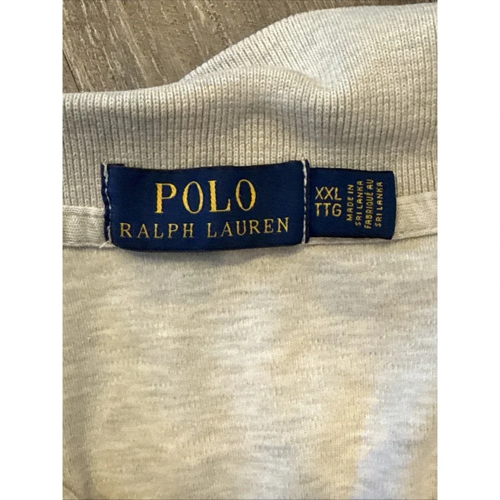 Polo Ralph Lauren Polo Shirt Men's XXL Heathered Cream Blue Pony Stretch Casual